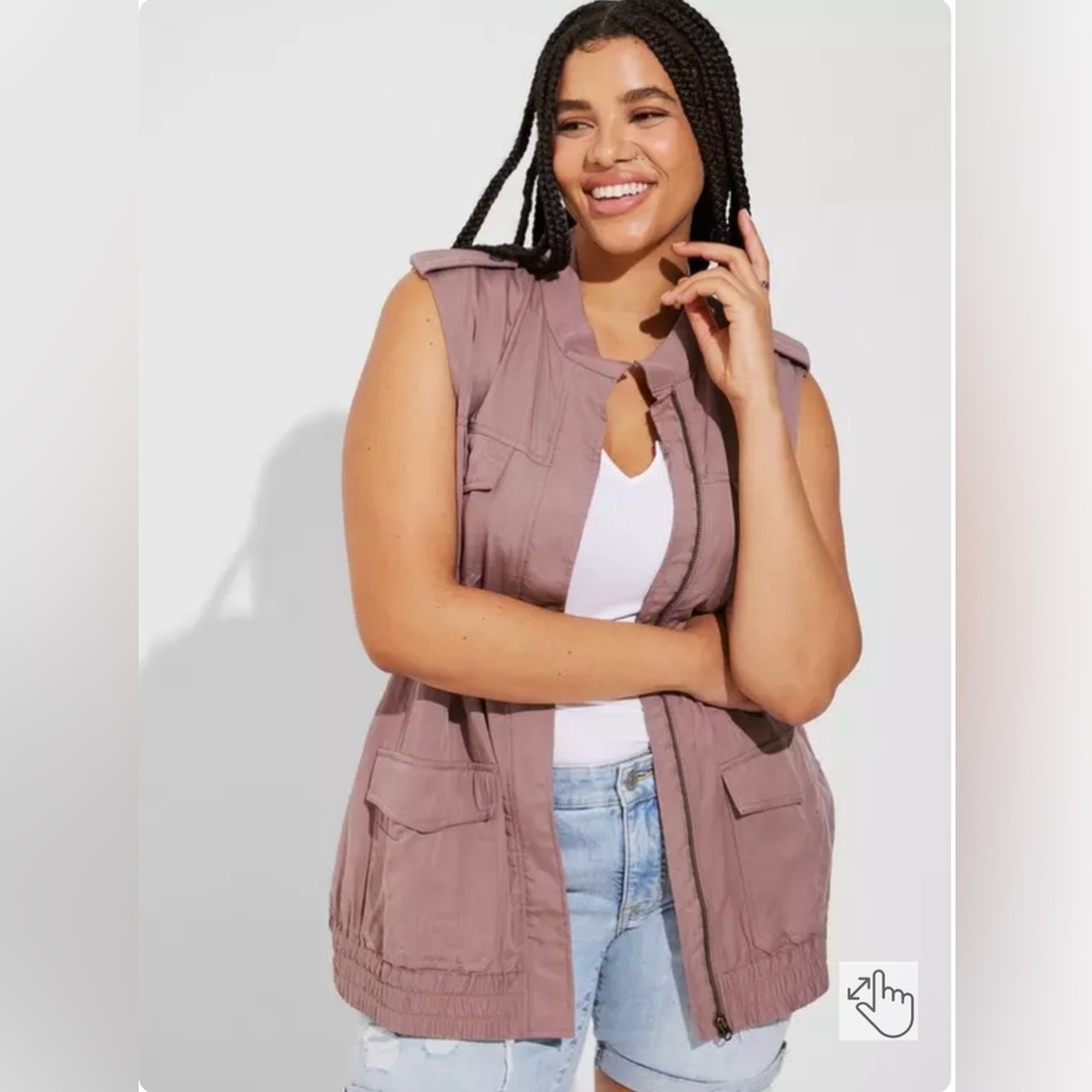 Torrid Tencel Twill Utility Vest, Twilight Mauve, Size 2 (2X 18-20) Lightly Used